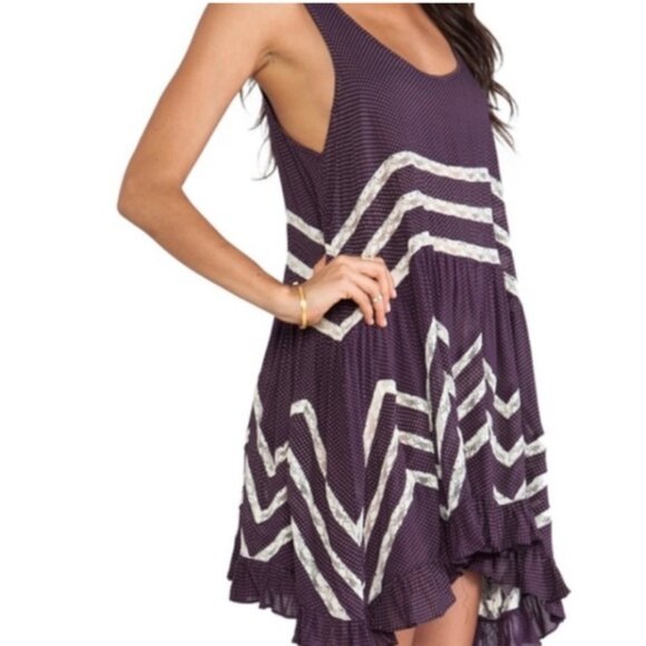 Free People Intimately Free Voile and Lace Trapeze Slip Dress Purple Size Medium - Picture 5 of 8
